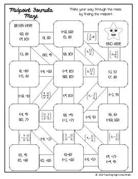 the midpoint formula worksheet answers maze